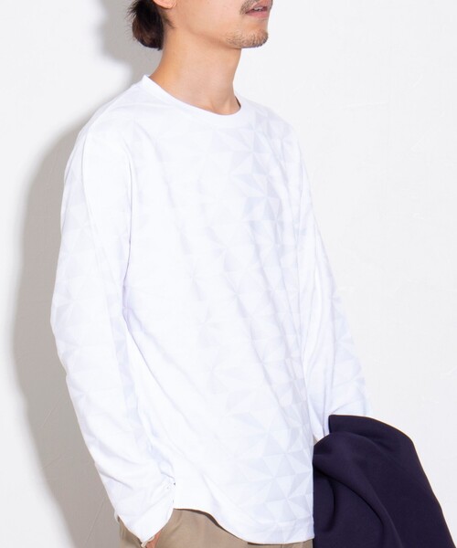 GLOSTER(グロスター)の「【GLOSTER/グロスター】ジオメリンクス長袖Tシャツ クルーネック(Tシャツ/カットソー・メンズ・チャコールグレー/ホワイト/ブルー・M/S/L)」の3枚目の写真