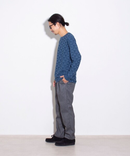 GLOSTER(グロスター)の「【GLOSTER/グロスター】ジオメリンクス長袖Tシャツ クルーネック(Tシャツ/カットソー・メンズ・チャコールグレー/ホワイト/ブルー・M/S/L)」の5枚目の写真