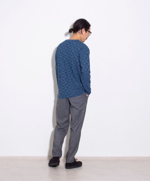 GLOSTER(グロスター)の「【GLOSTER/グロスター】ジオメリンクス長袖Tシャツ クルーネック(Tシャツ/カットソー・メンズ・チャコールグレー/ホワイト/ブルー・M/S/L)」の6枚目の写真