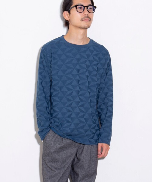 GLOSTER(グロスター)の「【GLOSTER/グロスター】ジオメリンクス長袖Tシャツ クルーネック(Tシャツ/カットソー・メンズ・チャコールグレー/ホワイト/ブルー・M/S/L)」の10枚目の写真