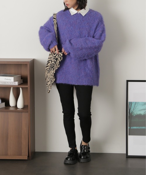 FREE'S MART（フリーズマート）の「◇【3サイズ展開XS-M】ハイウエストボタンフライスキニーデニムパンツ【低身長サイズ有】（デニムパンツ・レディース・ブラック系その他/ライトインディゴブルー/ワンウォッシュ・MEDIUM/X-SMALL/SMALL）」の7枚目の写真