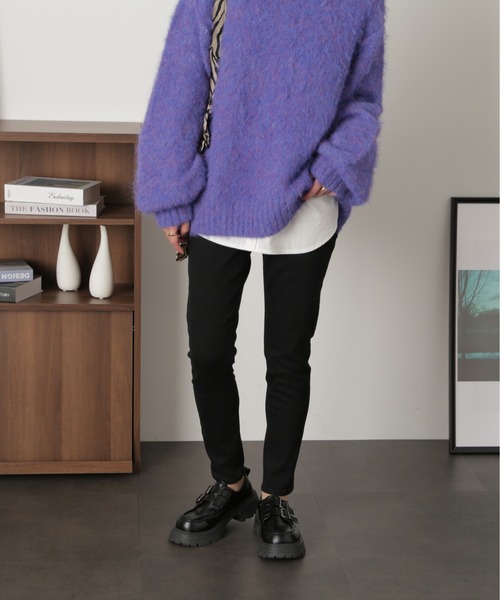 FREE'S MART（フリーズマート）の「◇【3サイズ展開XS-M】ハイウエストボタンフライスキニーデニムパンツ【低身長サイズ有】（デニムパンツ・レディース・ブラック系その他/ライトインディゴブルー/ワンウォッシュ・MEDIUM/X-SMALL/SMALL）」の5枚目の写真