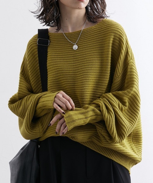 Soiunique（スワユニーク）の「袖口リブデザインオーバーサイズニット ［Soiunique］（ニット/セーター・レディース・ブラック/カーキ/グレイッシュベージュ/チャコールグレー・L/M/LL）」の14枚目の写真