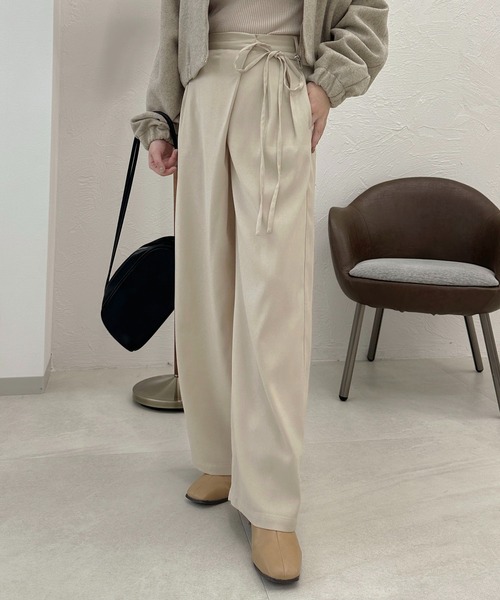 apres jour clair(アプレジュールクレア)の「【apres jour clair】ラップリボンワイドパンツ【ZOZOTOWN限定アイテム】(スラックス・レディース・カーキ/アイボリー/チャコールグレー・X-LARGE/SMALL/MEDIUM)」の12枚目の写真