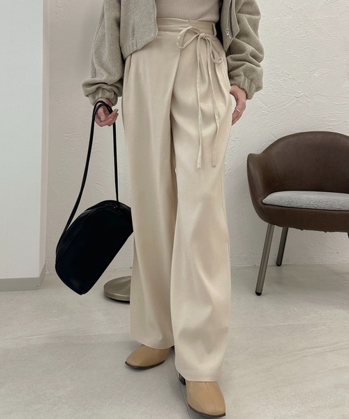 apres jour clair(アプレジュールクレア)の「【apres jour clair】ラップリボンワイドパンツ【ZOZOTOWN限定アイテム】(スラックス・レディース・カーキ/アイボリー/チャコールグレー・X-LARGE/SMALL/MEDIUM)」の16枚目の写真