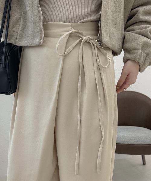 apres jour clair(アプレジュールクレア)の「【apres jour clair】ラップリボンワイドパンツ【ZOZOTOWN限定アイテム】(スラックス・レディース・カーキ/アイボリー/チャコールグレー・X-LARGE/SMALL/MEDIUM)」の6枚目の写真