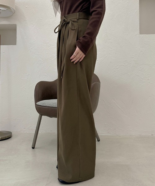 apres jour clair(アプレジュールクレア)の「【apres jour clair】ラップリボンワイドパンツ【ZOZOTOWN限定アイテム】(スラックス・レディース・カーキ/アイボリー/チャコールグレー・X-LARGE/SMALL/MEDIUM)」の7枚目の写真
