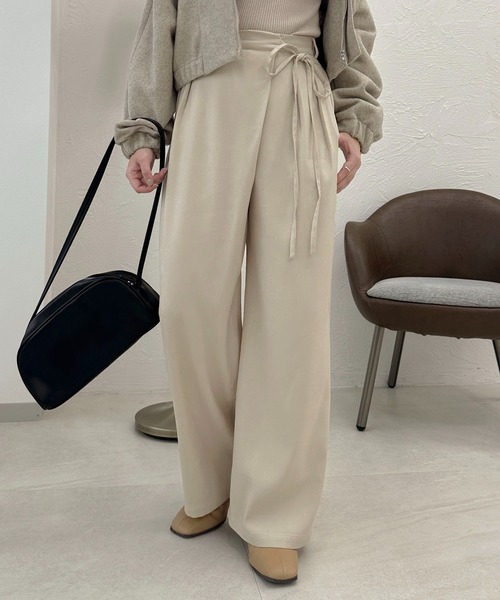 apres jour clair(アプレジュールクレア)の「【apres jour clair】ラップリボンワイドパンツ【ZOZOTOWN限定アイテム】(スラックス・レディース・カーキ/アイボリー/チャコールグレー・X-LARGE/SMALL/MEDIUM)」の21枚目の写真
