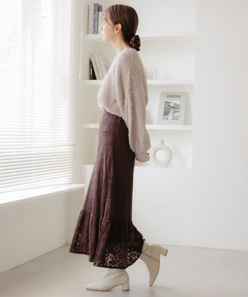 flower（フラワー）の「ブルームレーススカート（スカート・レディース・アイボリー/ブラウン・FREE）」の20枚目の写真