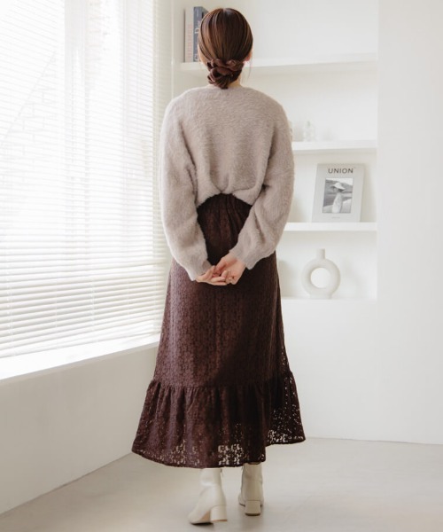 flower（フラワー）の「ブルームレーススカート（スカート・レディース・アイボリー/ブラウン・FREE）」の19枚目の写真