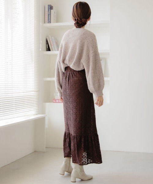 flower（フラワー）の「ブルームレーススカート（スカート・レディース・アイボリー/ブラウン・FREE）」の18枚目の写真