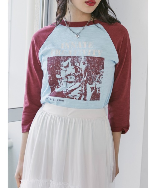 jouetie(ジュエティ)の「グランジロックラグランロンT(Tシャツ/カットソー・レディース・ブラック/オフホワイト/ブルー・MEDIUM)」の1枚目の写真