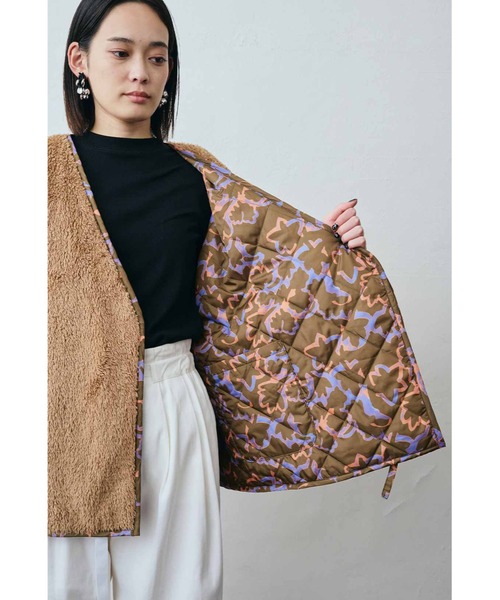 MEDE19F(メデジュウキュウ)の「MEDE19F プリント×ボアのリバーシブルはんてん(その他アウター・レディース・ブラウン系その他・2/1)」の15枚目の写真