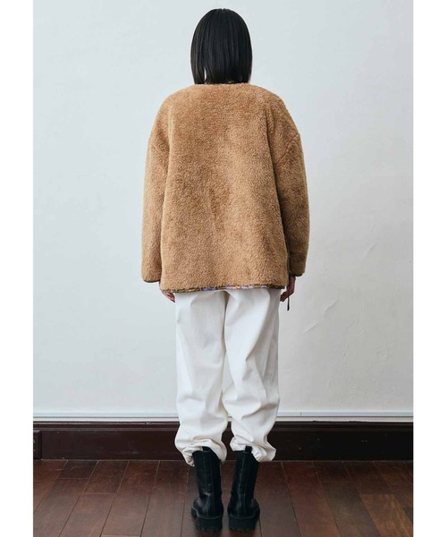 MEDE19F(メデジュウキュウ)の「MEDE19F プリント×ボアのリバーシブルはんてん(その他アウター・レディース・ブラウン系その他・2/1)」の11枚目の写真