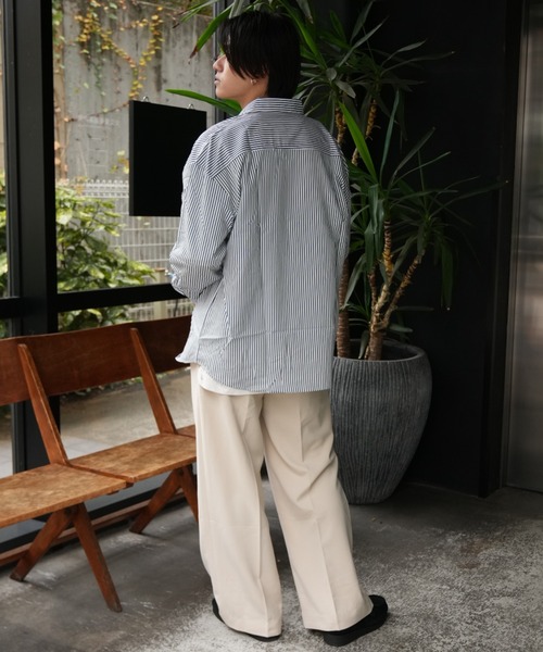 Good Riddance（グッドリダンス）の「ベーシック ワイドシルエット ストライプシャツ（シャツ/ブラウス・メンズ・ブルー/ライトブルー・FREE）」の12枚目の写真