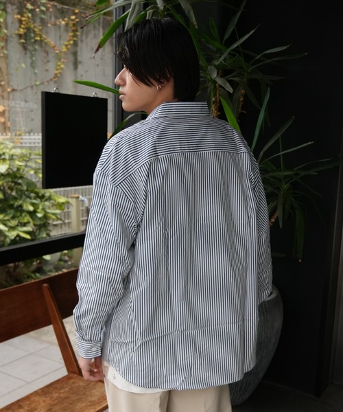 Good Riddance（グッドリダンス）の「ベーシック ワイドシルエット ストライプシャツ（シャツ/ブラウス・メンズ・ブルー/ライトブルー・FREE）」の7枚目の写真