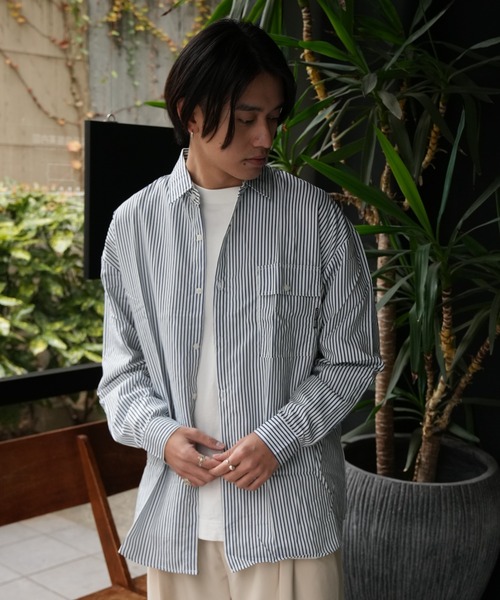 Good Riddance（グッドリダンス）の「ベーシック ワイドシルエット ストライプシャツ（シャツ/ブラウス・メンズ・ブルー/ライトブルー・FREE）」の5枚目の写真