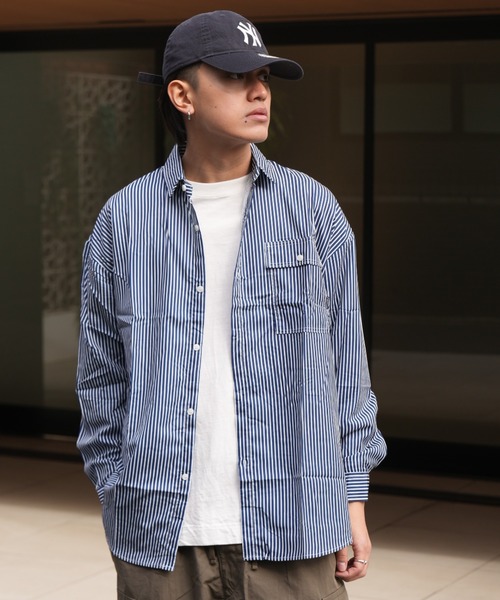 Good Riddance（グッドリダンス）の「ベーシック ワイドシルエット ストライプシャツ（シャツ/ブラウス・メンズ・ブルー/ライトブルー・FREE）」の16枚目の写真