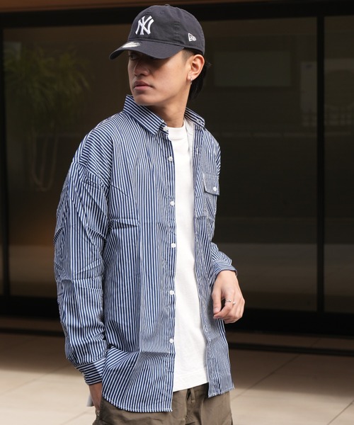 Good Riddance（グッドリダンス）の「ベーシック ワイドシルエット ストライプシャツ（シャツ/ブラウス・メンズ・ブルー/ライトブルー・FREE）」の17枚目の写真