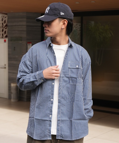 Good Riddance（グッドリダンス）の「ベーシック ワイドシルエット ストライプシャツ（シャツ/ブラウス・メンズ・ブルー/ライトブルー・FREE）」の13枚目の写真