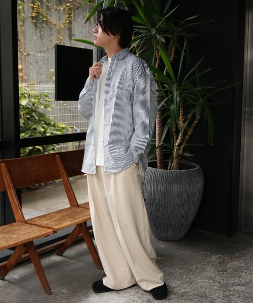 Good Riddance（グッドリダンス）の「ベーシック ワイドシルエット ストライプシャツ（シャツ/ブラウス・メンズ・ブルー/ライトブルー・FREE）」の10枚目の写真