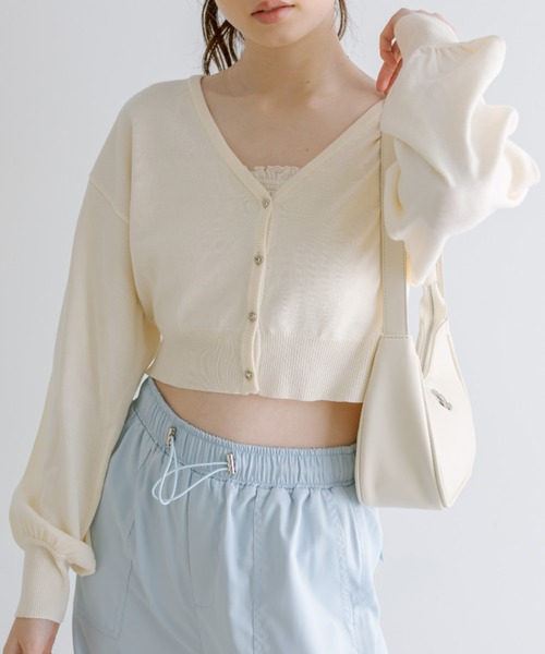 OLIVE des OLIVE(オリーブデオリーブ)の「【WEB限定】ハートボタンカーディガン 1041050120(カーディガン/ボレロ・レディース・イエロー/オフホワイト/ブラック/サックスブルー・FREE)」の8枚目の写真