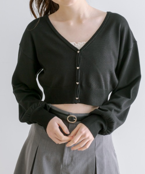 OLIVE des OLIVE(オリーブデオリーブ)の「【WEB限定】ハートボタンカーディガン 1041050120(カーディガン/ボレロ・レディース・イエロー/オフホワイト/ブラック/サックスブルー・FREE)」の14枚目の写真