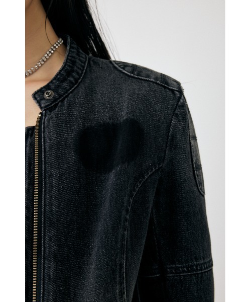MOUSSY（マウジー）の「DENIM BIKER ジャケット（デニムジャケット・レディース・ライトブラック/ブルー・1）」の3枚目の写真