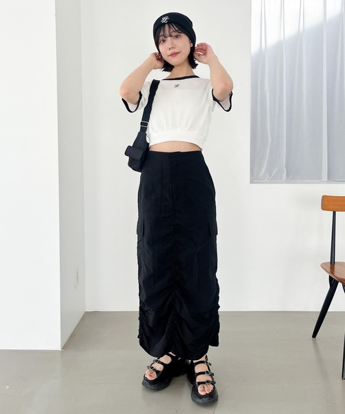 Heather（ヘザー）の「シャーリングカーゴロングスカート 106739