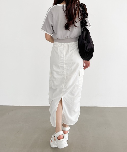 Heather（ヘザー）の「シャーリングカーゴロングスカート　106739（スカート・レディース・ブラック/オフホワイト・FREE）」の10枚目の写真