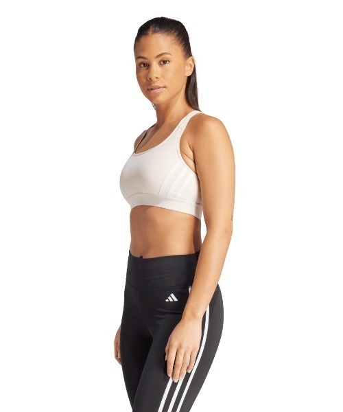 adidas(アディダス)の「アディダス adidas Powerimpactトレイン ミディアムサポート スリーストライプスブラ(スポーツブラ・レディース・ピンク/ブラック/グレー/オレンジ・S/M/L/XL)」の4枚目の写真