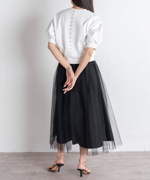 EUCLAID(エウクレイド)の「チュールドッキングワンピース(ワンピース・レディース・ホワイト/ブラック/グレー・38/40/36)」の7枚目の写真