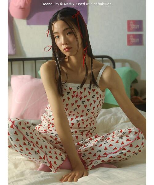 Green Parks(グリーンパークス)の「●DOONA! ハートptワッフルパンツ(その他パンツ・レディース・レッド/ブラック・FREE)」の2枚目の写真