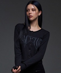 FANCY CLUB | A'GEM/9 × .kom 『 FANCY CLUB/ファンシークラブ』 TYPO BASIC LOGO CARDIGAN/ロゴカーディガン(カーディガン/ボレロ)