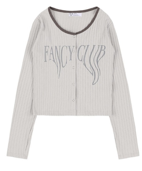 FANCY CLUB（ファンシークラブ）の「A'GEM/9 × .kom 『 FANCY CLUB/ファンシークラブ』 TYPO BASIC LOGO CARDIGAN/ロゴカーディガン（カーディガン/ボレロ・レディース・ブラック/ベージュ/ブラウン・FREE）」の9枚目の写真