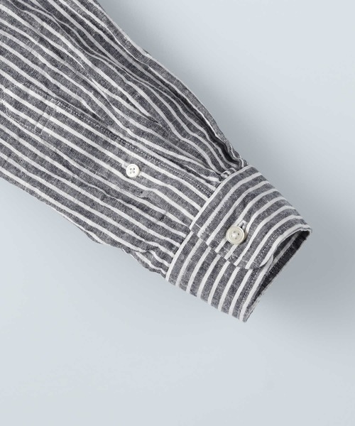 BACK NUMBER（バックナンバー）の「【BACK NUMBER】綿麻混紡長袖レギュラーシャツ（シャツ/ブラウス・メンズ・ホワイト×ブルー/ネイビー×ホワイト・S/M/L/XL）」の9枚目の写真