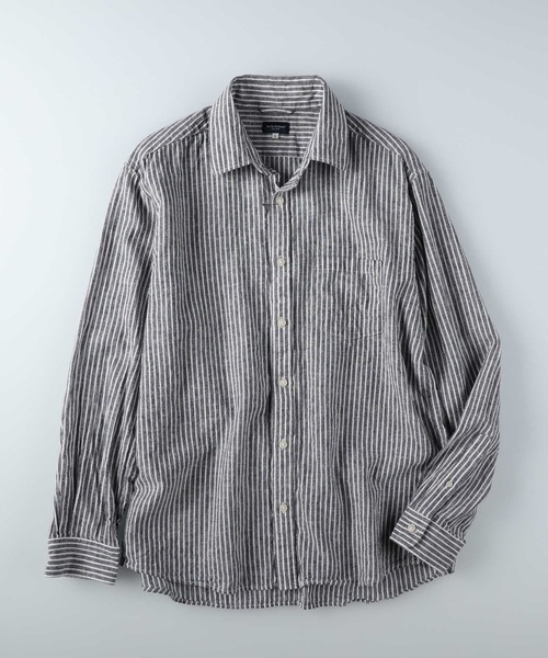 BACK NUMBER（バックナンバー）の「【BACK NUMBER】綿麻混紡長袖レギュラーシャツ（シャツ/ブラウス・メンズ・ホワイト×ブルー/ネイビー×ホワイト・S/M/L/XL）」の21枚目の写真