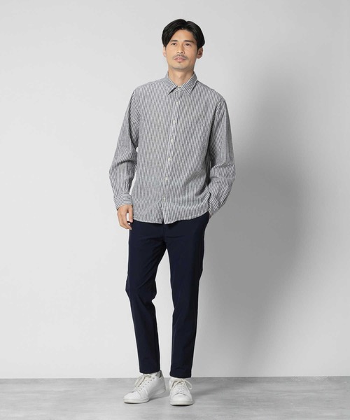 BACK NUMBER（バックナンバー）の「【BACK NUMBER】綿麻混紡長袖レギュラーシャツ（シャツ/ブラウス・メンズ・ホワイト×ブルー/ネイビー×ホワイト・S/M/L/XL）」の19枚目の写真