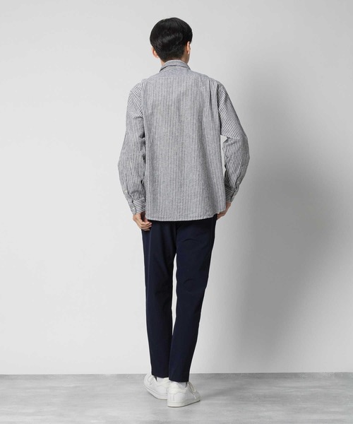 BACK NUMBER（バックナンバー）の「【BACK NUMBER】綿麻混紡長袖レギュラーシャツ（シャツ/ブラウス・メンズ・ホワイト×ブルー/ネイビー×ホワイト・S/M/L/XL）」の20枚目の写真