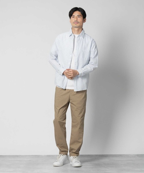 BACK NUMBER（バックナンバー）の「【BACK NUMBER】綿麻混紡長袖レギュラーシャツ（シャツ/ブラウス・メンズ・ホワイト×ブルー/ネイビー×ホワイト・S/M/L/XL）」の10枚目の写真