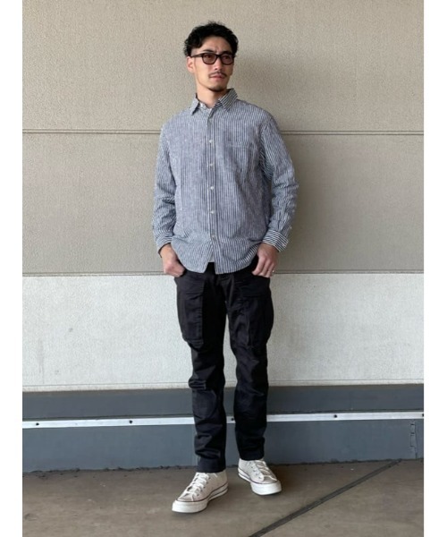 BACK NUMBER（バックナンバー）の「【BACK NUMBER】綿麻混紡長袖レギュラーシャツ（シャツ/ブラウス・メンズ・ホワイト×ブルー/ネイビー×ホワイト・S/M/L/XL）」の14枚目の写真