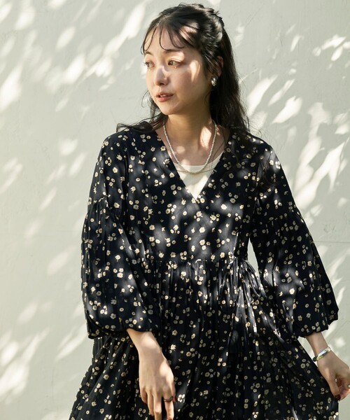 FREAK'S STORE(フリークスストア)の「インドボイル カシュクールワンピース/ラップワンピース(ワンピース・レディース・ナチュラル/ブラック/ベージュ/その他1/ピンク・フリ-)」の9枚目の写真