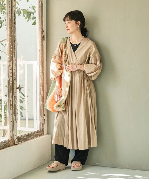 セール】インドボイル カシュクールワンピース/ラップワンピース