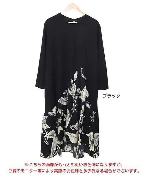 GOLDJAPAN(ゴールドジャパン)の「花柄切替えフレアワンピース【大きいサイズ対応】(ワンピース・レディース・ブラック・LL~3L)」の13枚目の写真