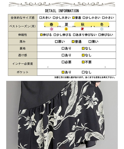 GOLDJAPAN(ゴールドジャパン)の「花柄切替えフレアワンピース【大きいサイズ対応】(ワンピース・レディース・ブラック・LL~3L)」の7枚目の写真