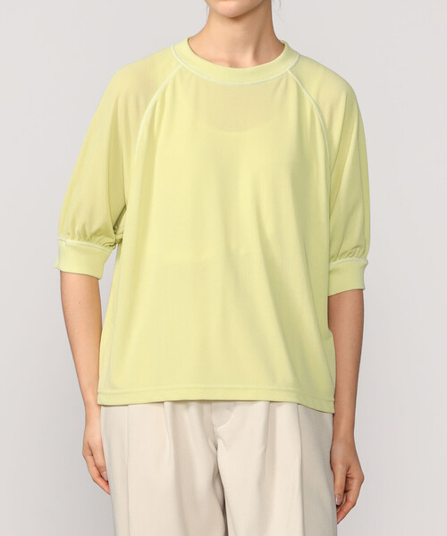 LE GLAZIK（ルグラジック）の「LE GLAZIK | 5分袖プルオーバー WOMEN（ニット/セーター・レディース・オフホワイト/イエロー系その他/ブラック・36）」の3枚目の写真