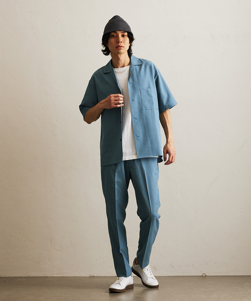 417 EDIFICE（フォーワンセブンエディフィス）の「【Plan Tech】オープンカラーシャツ　”セットアップ着用可能”（シャツ/ブラウス・メンズ・グリーン/ネイビー/ブルー系その他/チャコールグレー/マルチ/ベージュ/その他1・SMALL/MEDIUM/LARGE/X-LARGE）」の13枚目の写真