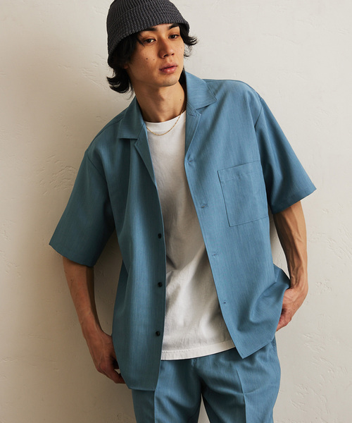 417 EDIFICE（フォーワンセブンエディフィス）の「【Plan Tech】オープンカラーシャツ　”セットアップ着用可能”（シャツ/ブラウス・メンズ・グリーン/ネイビー/ブルー系その他/チャコールグレー/マルチ/ベージュ/その他1・SMALL/MEDIUM/LARGE/X-LARGE）」の14枚目の写真