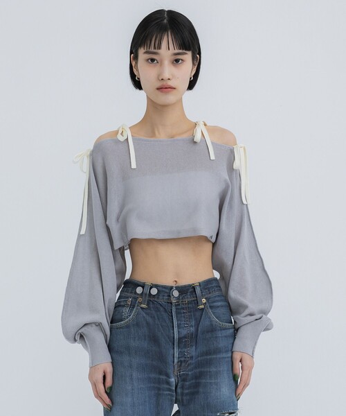 TAN(タン)の「【TAN/タン】《STUDIOUS別注》マルチウェイニットボレロ(カーディガン/ボレロ・レディース・ブラック/グレー・FREE)」の5枚目の写真