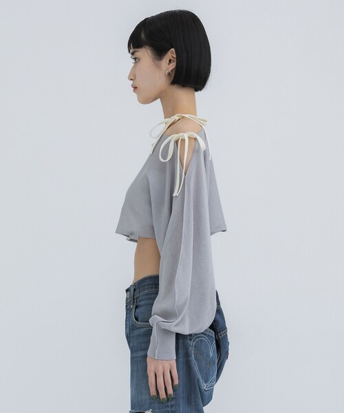 TAN(タン)の「【TAN/タン】《STUDIOUS別注》マルチウェイニットボレロ(カーディガン/ボレロ・レディース・ブラック/グレー・FREE)」の6枚目の写真